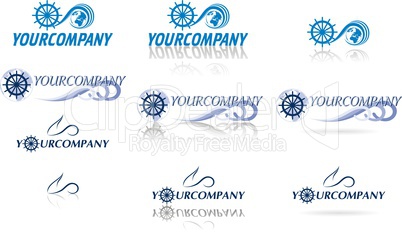collection of globe logos for yachting and air travel