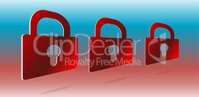 Security concept: set of red padlocks on abstract background