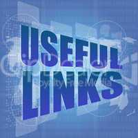 words useful links on digital touch business screen