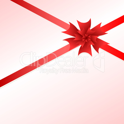 Shiny red satin ribbon on gift box