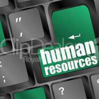 Human resources text on laptop keyboard