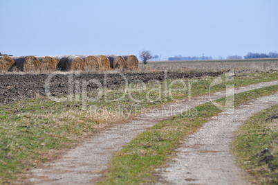 Feldweg mit Strohballen