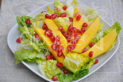 Sommerlicher Salat mit Mango und Granatapfel