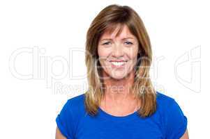 Smiling middle aged blonde woman