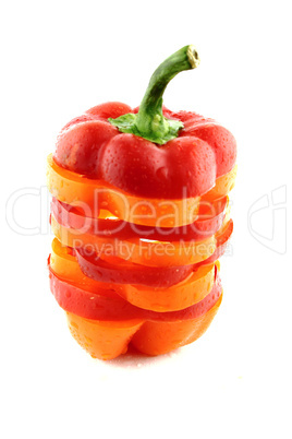 Slices of colorful sweet bell pepper