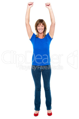 Happy and cheerful lady in joyous mood