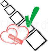 valentine hearts and check list symbol
