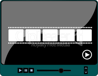 Browser video player with film strip on the white background