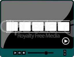 Browser video player with film strip on the white background