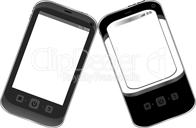 Modern realistic digital smartphone set on white background