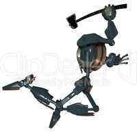 springender Roboter mit Axt