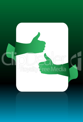 hand holding white empty card on abstract background