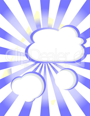 Abstract web design background with empty clouds with sun rays