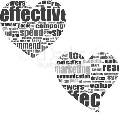 Marketing. Word collage set in heart shape