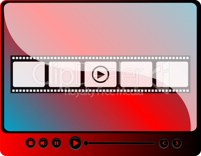 video media player with cinema film strips and play button