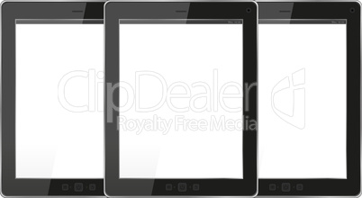 Modern tablet pc set on white