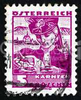 Postage stamp Austria 1934 Woman from Carinthia