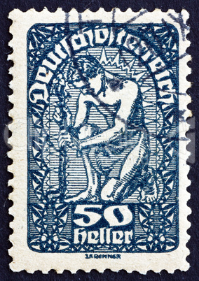 Postage stamp Austria 1919 Man, Allegory of New Republic