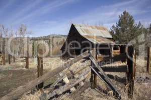 Old abandoned horse stable barn