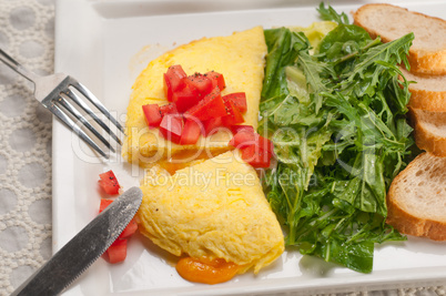 cheese ometette with tomato and salad