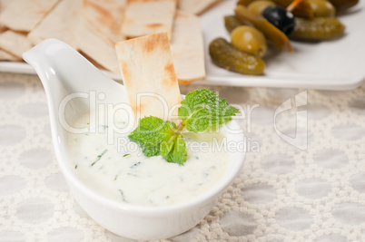 Greek Tzatziki yogurt dip and pita bread