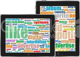 Digital tablet with mobile technology tag cloud concept on screen