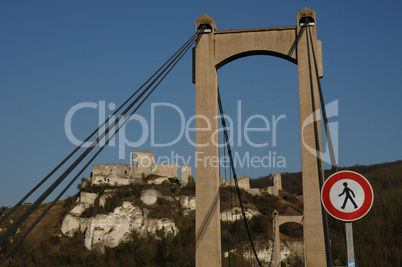 France, suspension bridge of Les Andelys in Normandie