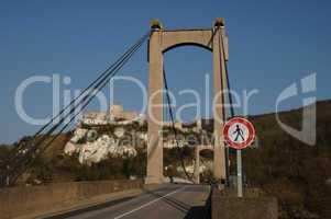 France, suspension bridge of Les Andelys in Normandie