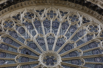 cathedral stained glass window of Rouen in Normandy