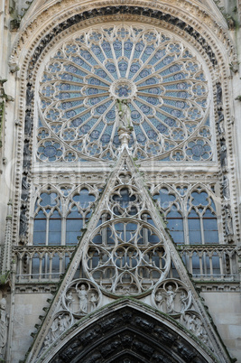 cathedral stained glass window of Rouen in Normandy