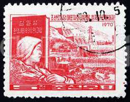 Postage stamp North Korea 1970 Peasant and Farm Scene