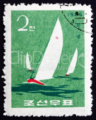 Postage stamp North Korea 1965 Finn Class, Yacht