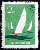 Postage stamp North Korea 1965 Finn Class, Yacht