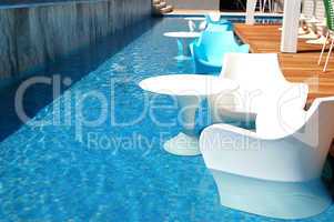 Swimming pool near bar at the modern luxury hotel, Pieria, Greec