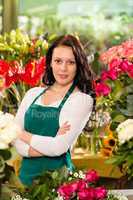 Young woman florist flower shop owner business