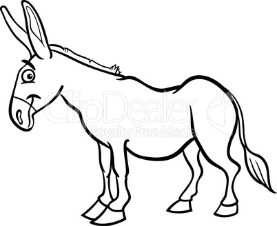 farm donkey cartoon for coloring book