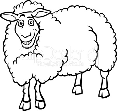farm sheep cartoon for coloring book