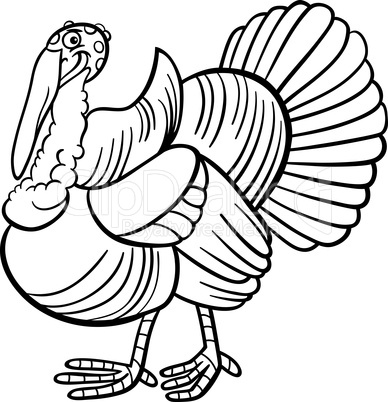 farm turkey cartoon for coloring book