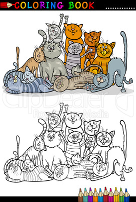 cats cartoon illustration for coloring book