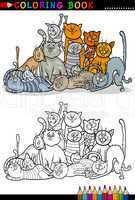cats cartoon illustration for coloring book