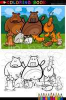 forest wild animals cartoon for coloring book