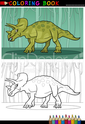 cartoon triceratops dinosaur for coloring book