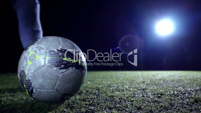 Soccer Player Kicks Ball - Super Slow Motion
