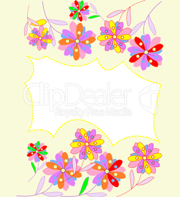 Beautiful abstract background with bright flowers and place for text