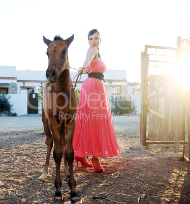 Pink Lady with Horse