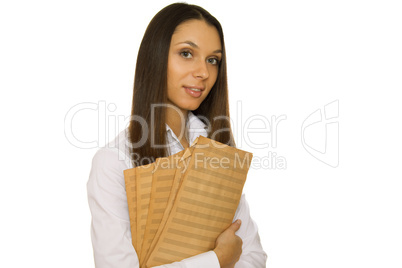 Young woman holding sheet music