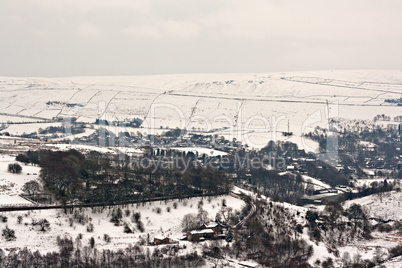 Remote farmland on the snow covered Yorkshire moors
