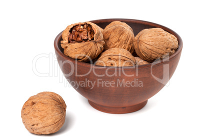 Walnuts in ceramic plate