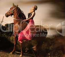 vouge style horse and woman