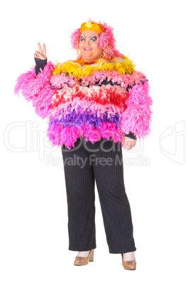 Cheerful man, Drag Queen, in a Female Suit